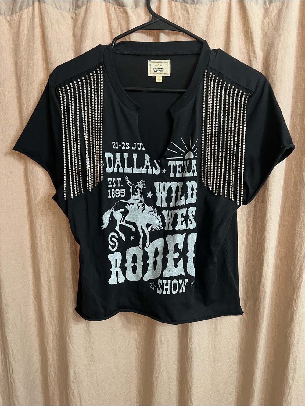 Black Studded Fringe Rodeo Graphic Tee